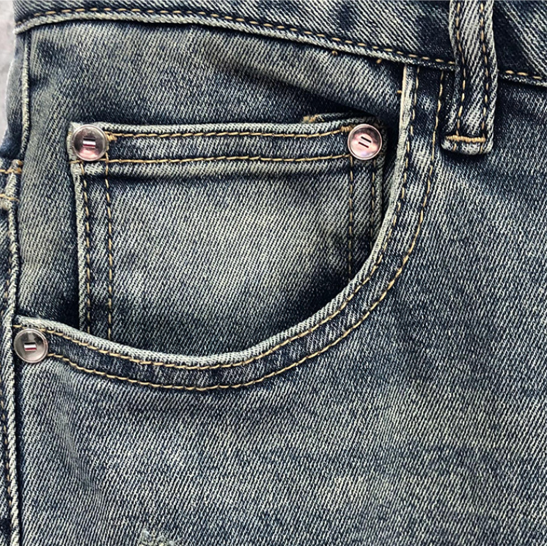 Thom BrowneMen's Ripped Jeans - 100% Cotton with Signature Grosgrain Loop Tab