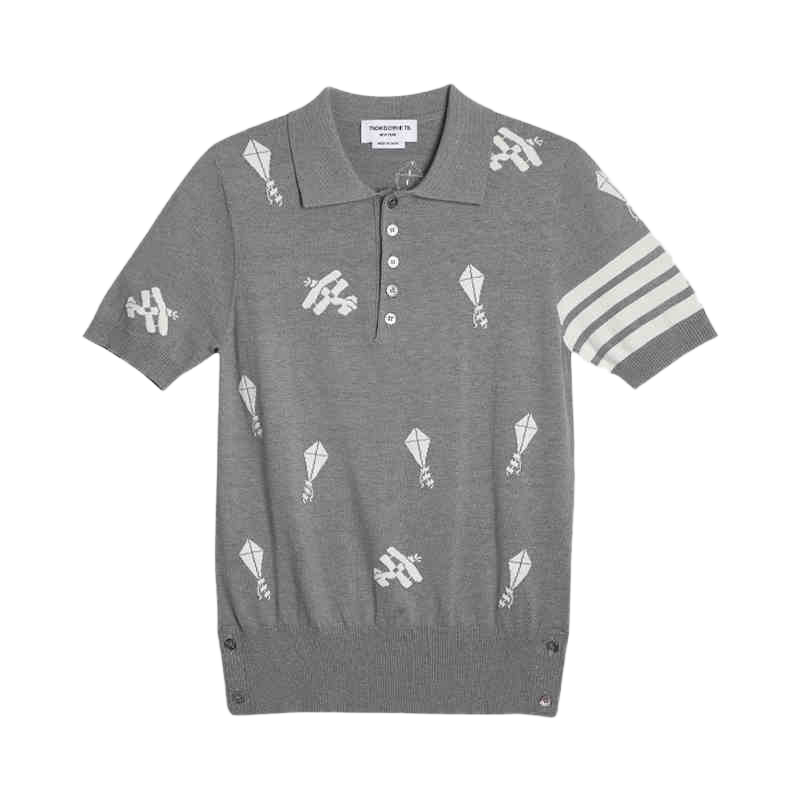 Thom BrowneMen's Refined Knit Polo Shirt | 4-Bar Detail | Signature Grosgrain