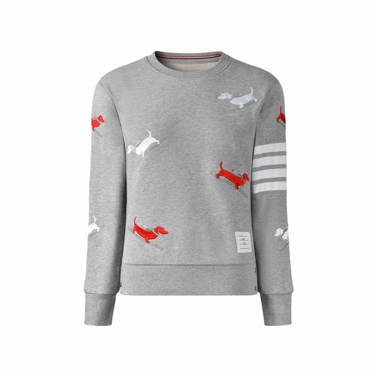 Thom Browne4-Bar Puppy Embroidered Crew Neck Sweatshirt - Premium Pullover