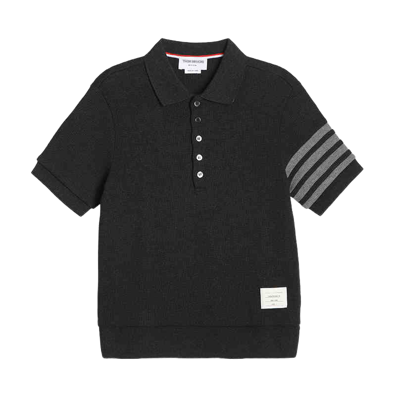 Thom BrowneMen's Waffle Knit Polo Shirt | 4-Bar Detail | Heritage Grosgrain
