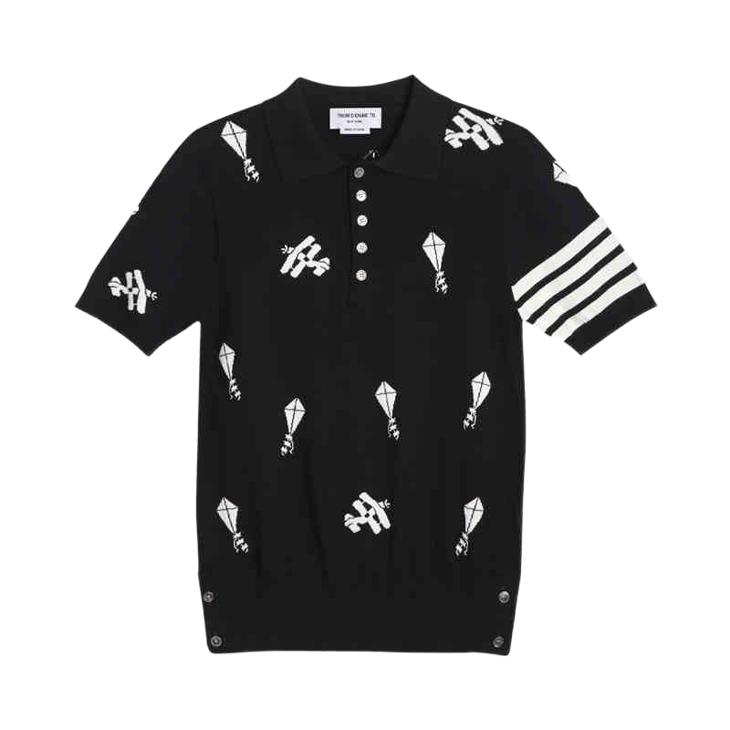 Thom BrowneMen's Refined Knit Polo Shirt | 4-Bar Detail | Signature Grosgrain