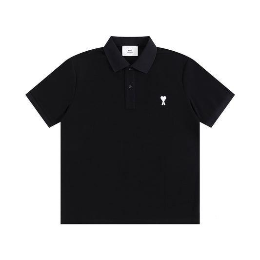 AMI PARIS White-Heart Casual Polo Shirt