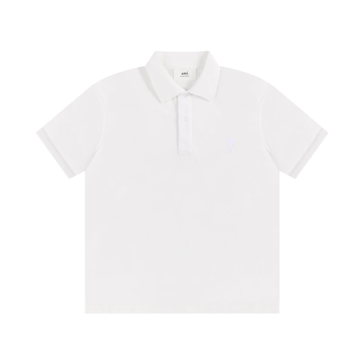 AMI PARIS White-Heart Casual Polo Shirt