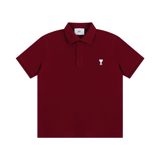 AMI PARISWhite-Heart Casual Polo Shirt