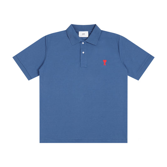AMI PARIS Red Heart Casual Polo Shirt