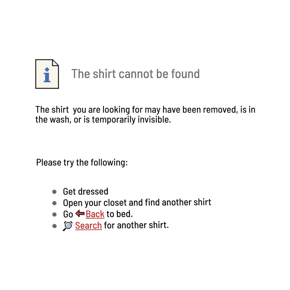 This Shirt Cannot Be Found