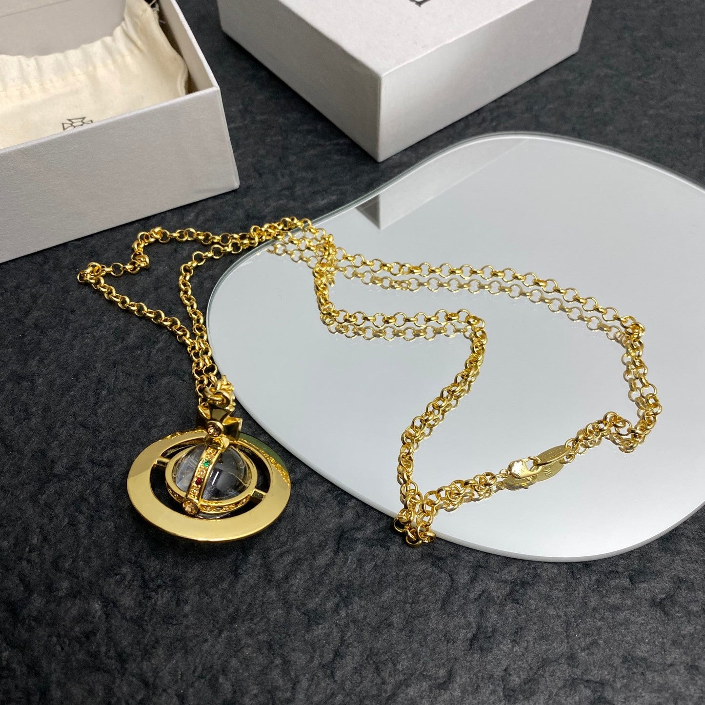 Vivienne Westwood Minimalist Planet Crystal Necklace