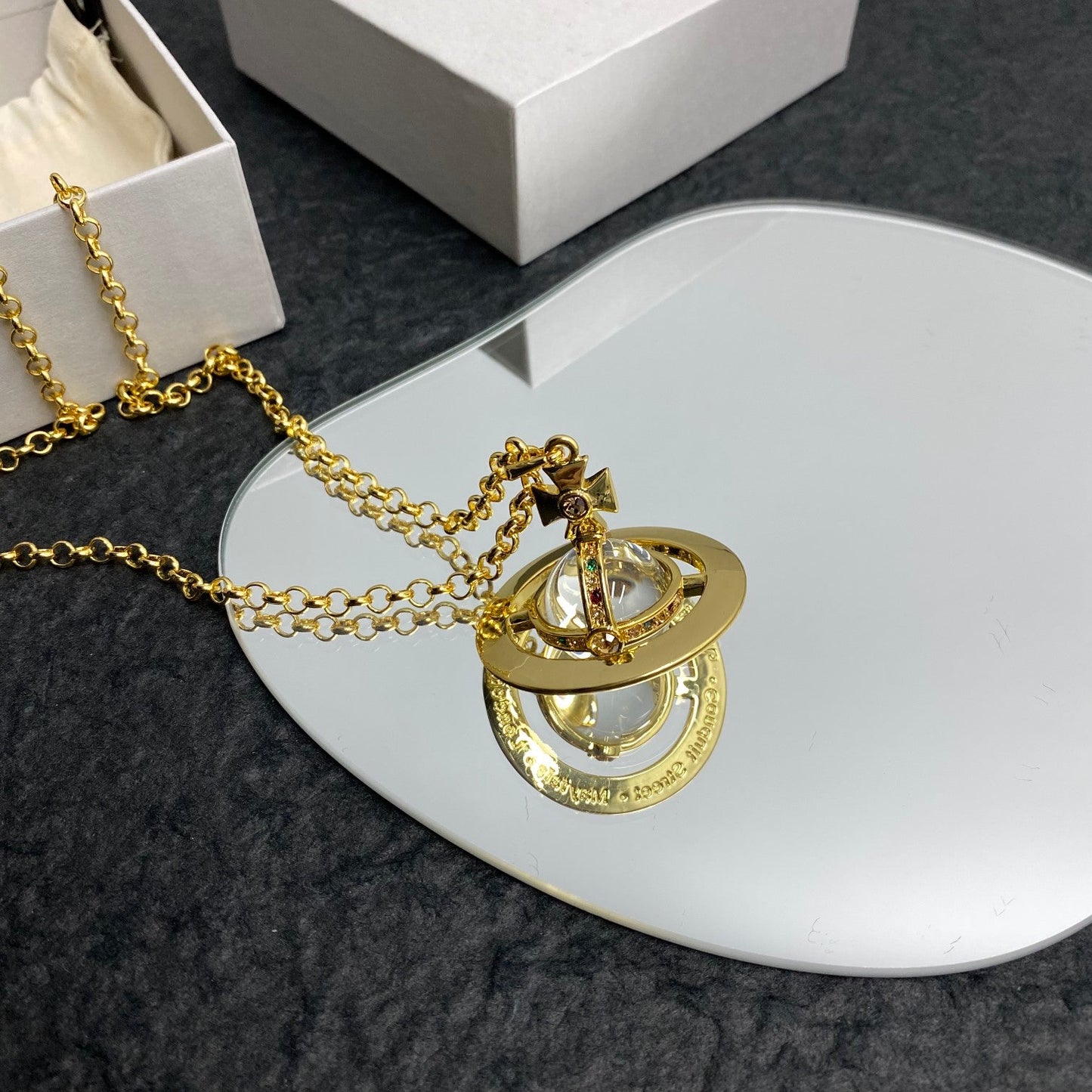 Vivienne Westwood Minimalist Planet Crystal Necklace