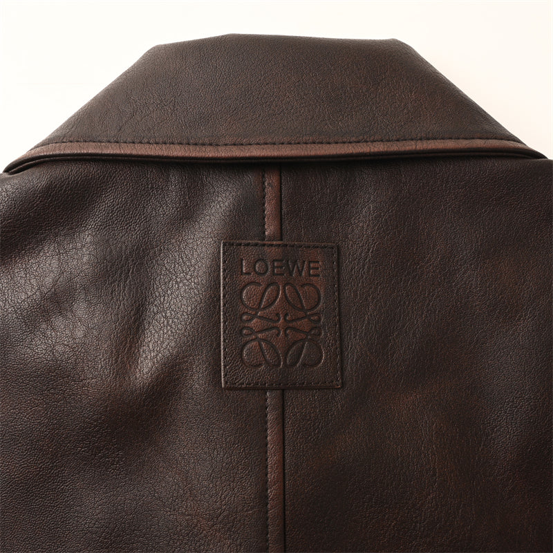 LOEWE  Double-Pocket Distressed Leather Jacket