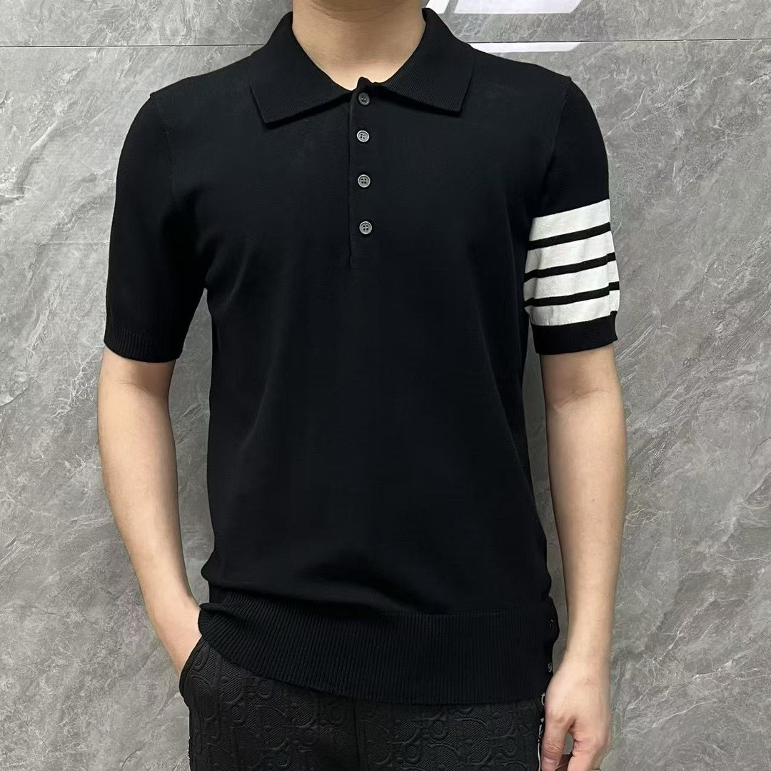 Thom BrowneMen's Nautical Knit Polo Shirt | 4-Bar Detail | Heritage Grosgrain