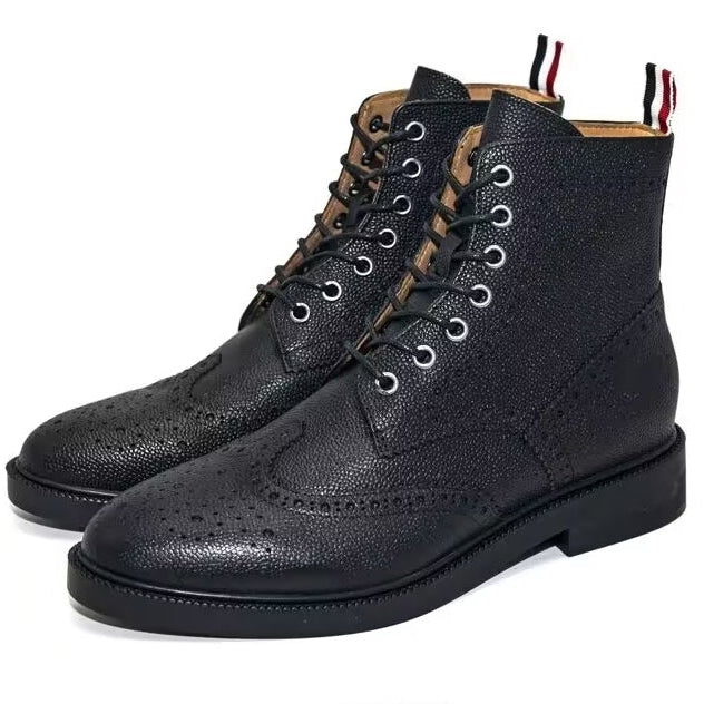 Thom BrowneMen's Top-Tier Premium Leather Dress Shoes with Grosgrain Buckle - Superior Quality
