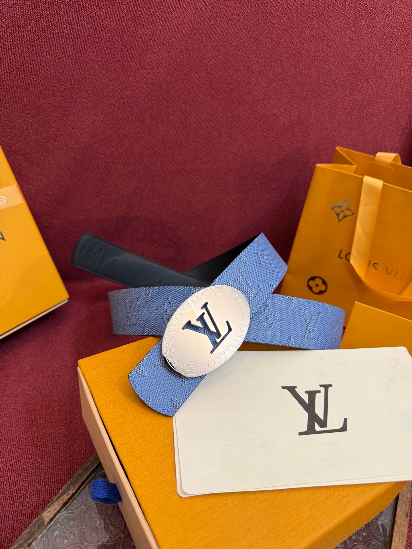 LOUIS VUITTON New Men's Light Blue Belt