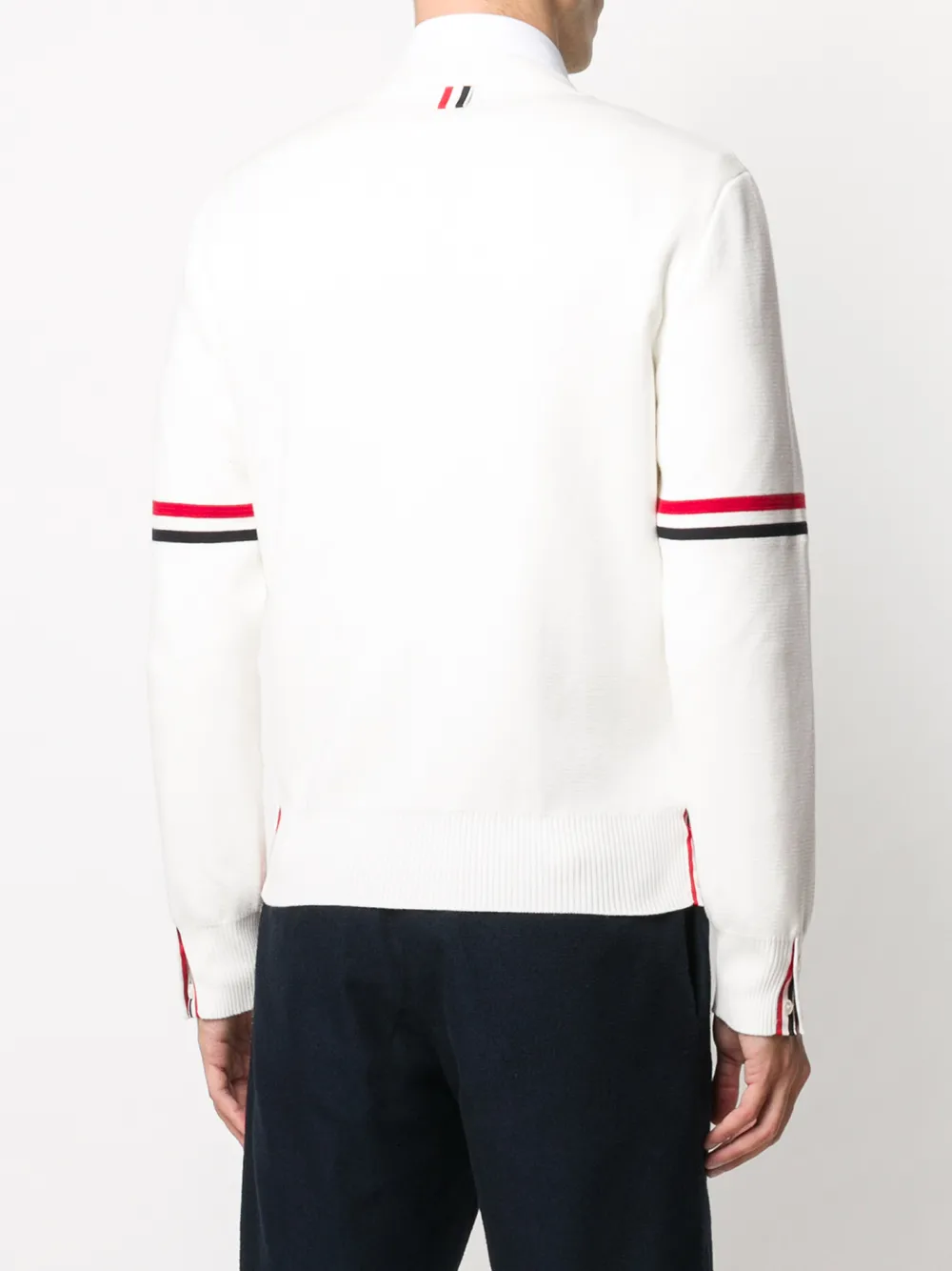 Thom BrowneMen's Classic V-Neck Knitted Cardigan with 4-Bar Sleeve Detail