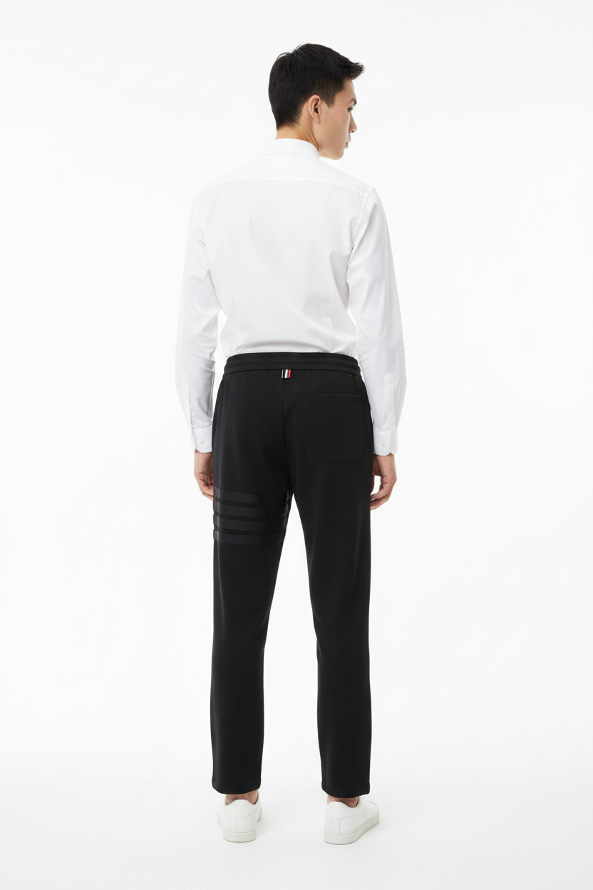 Four-Stripe Tech Fabric Straight-Leg Casual Trousers