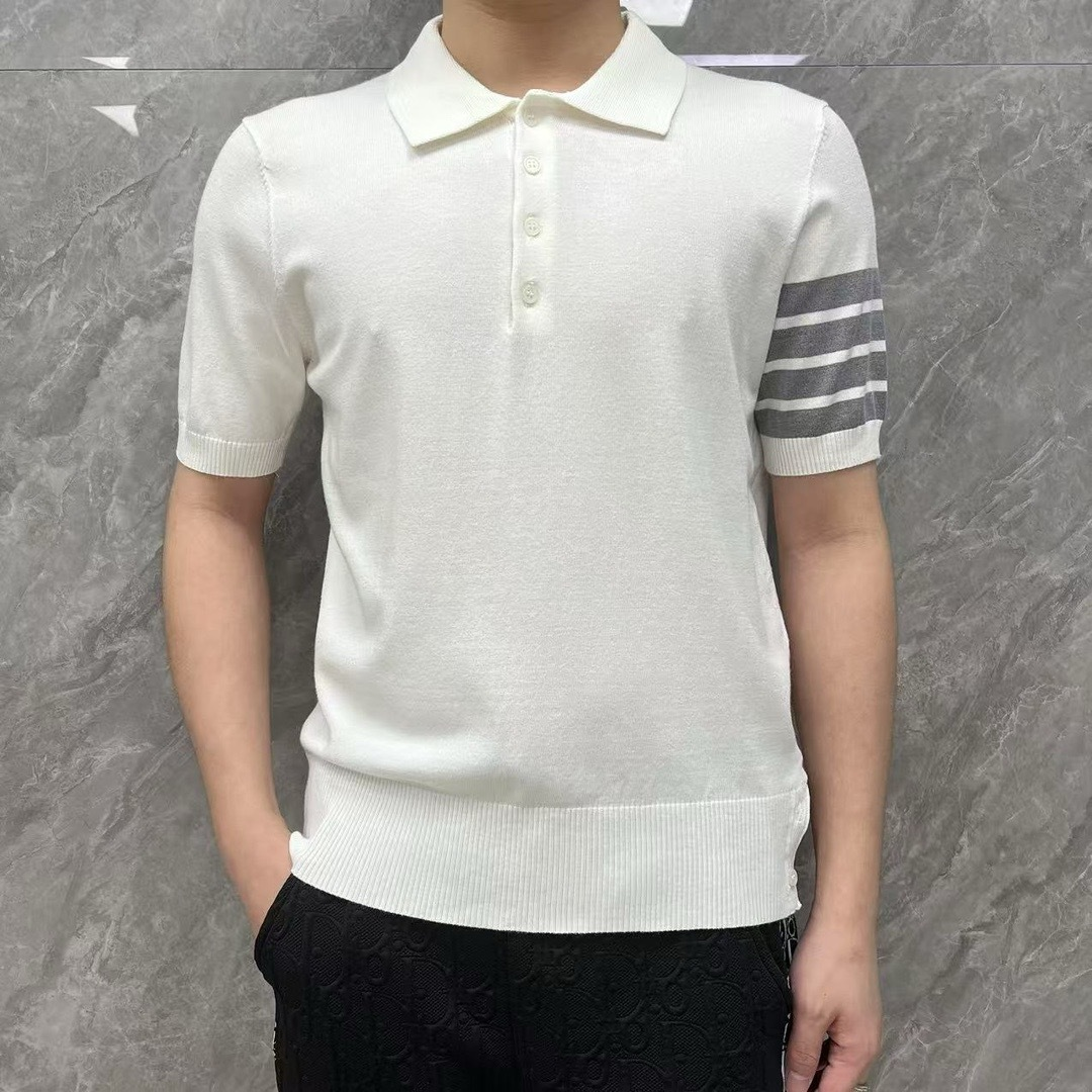 Thom BrowneMen's Nautical Knit Polo Shirt | 4-Bar Detail | Heritage Grosgrain