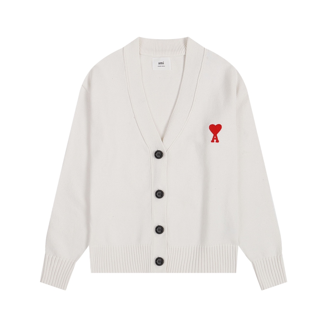AMI PARISCotton and Wool Knitted Cardigan