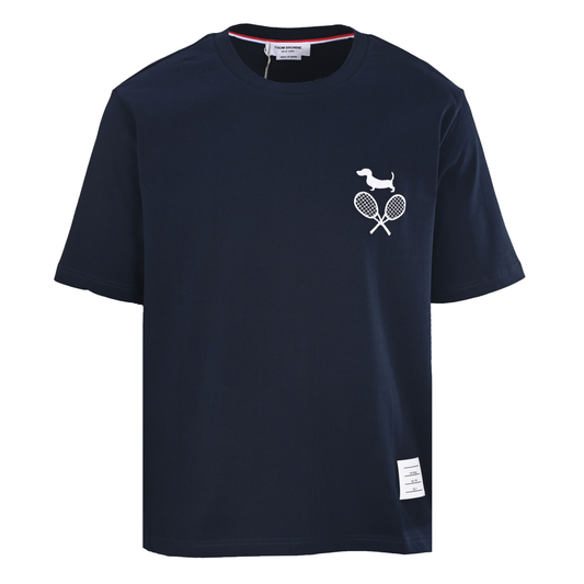 Men's T-Shirt with Puppy and Racket Embroidery
