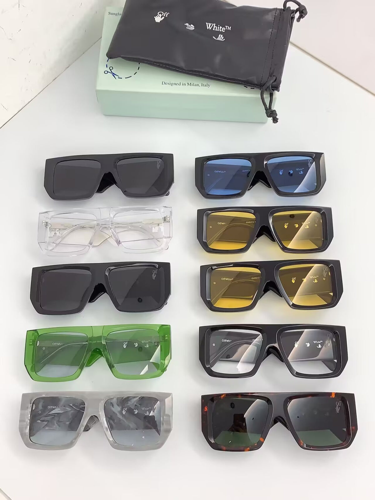 OFF-WHITE Arrow Logo Sunglasses - Designer Acetate Frame Eyewear