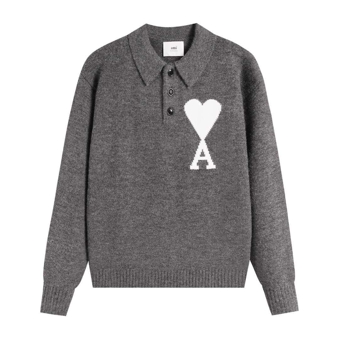 AMI PARISPremium Cotton Polo Sweater Collection (7 Colors)