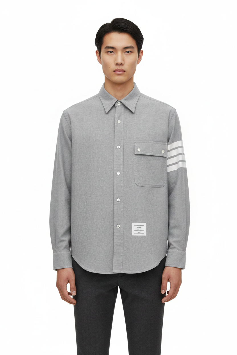 Thom BrowneMen's Casual Oxford Shirt - 100% Cotton Button-Front Shirt