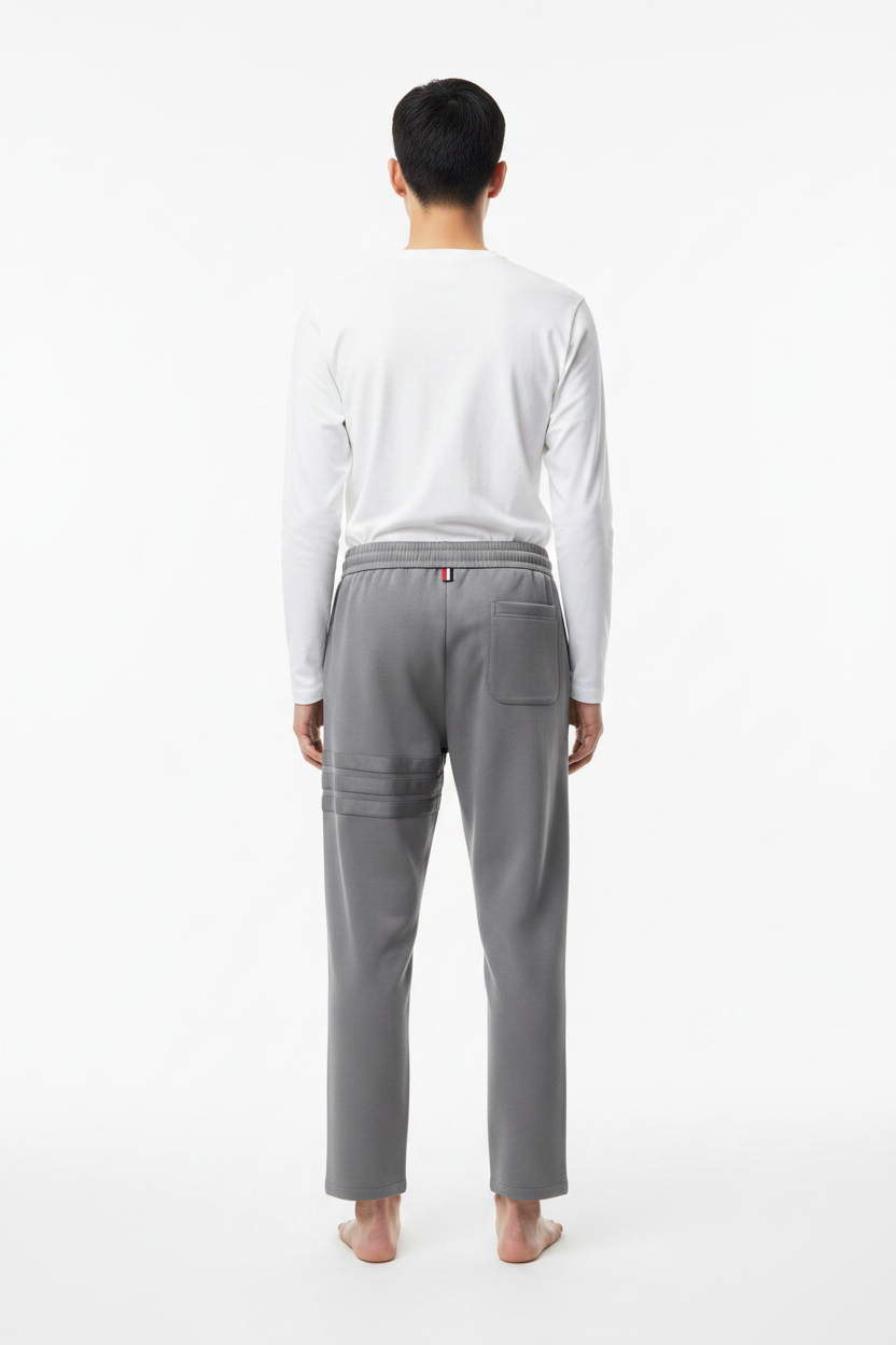 Four-Stripe Tech Fabric Straight-Leg Casual Trousers
