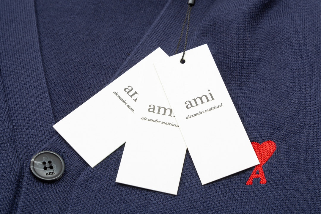 AMI PARISCotton & Wool Cardigan - Premium Blend Knitwear