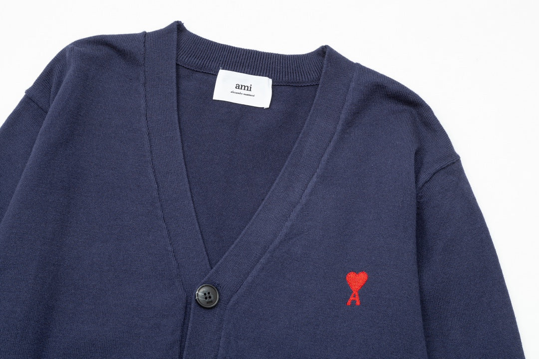 AMI PARISCotton & Wool Cardigan - Premium Blend Knitwear