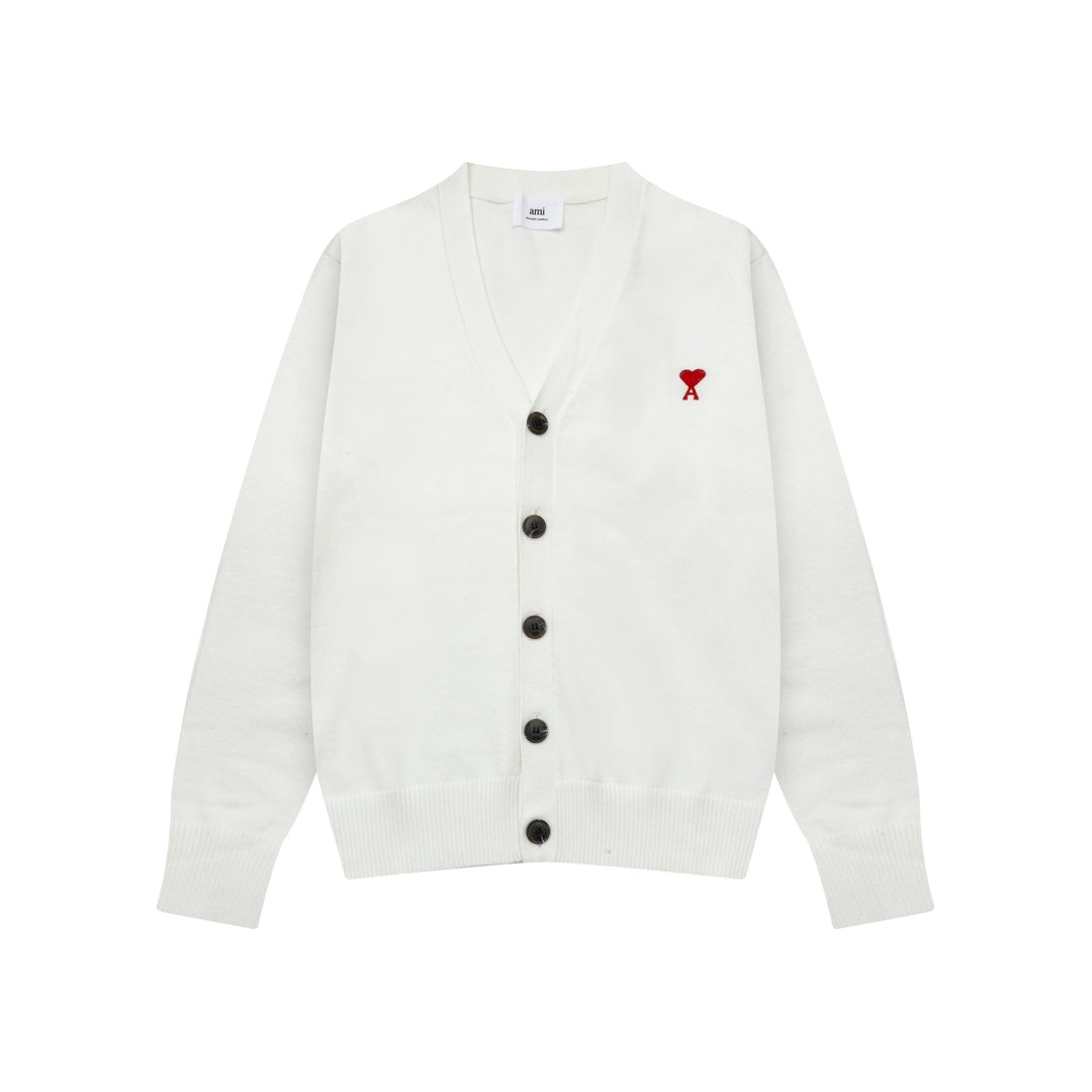 AMI PARISCotton & Wool Cardigan - Premium Blend Knitwear