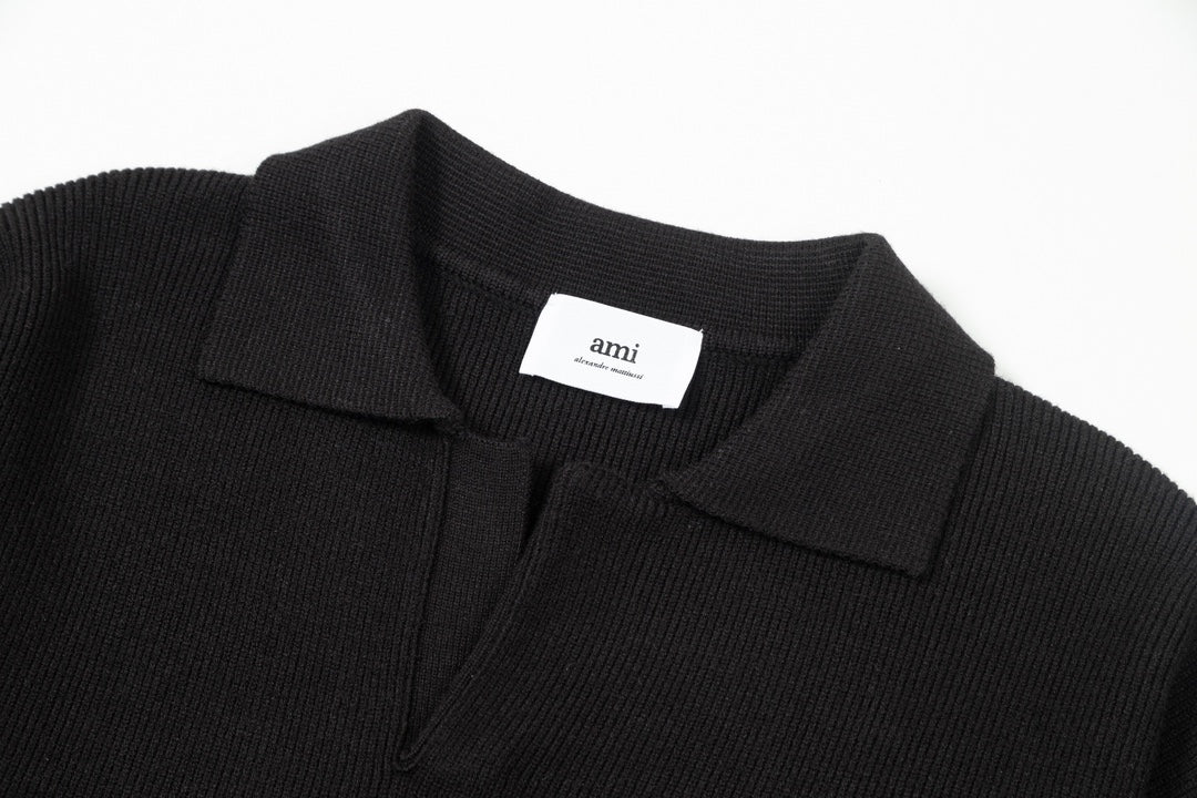 AMIPARIS Cotton and wool blend polo neck sweater
