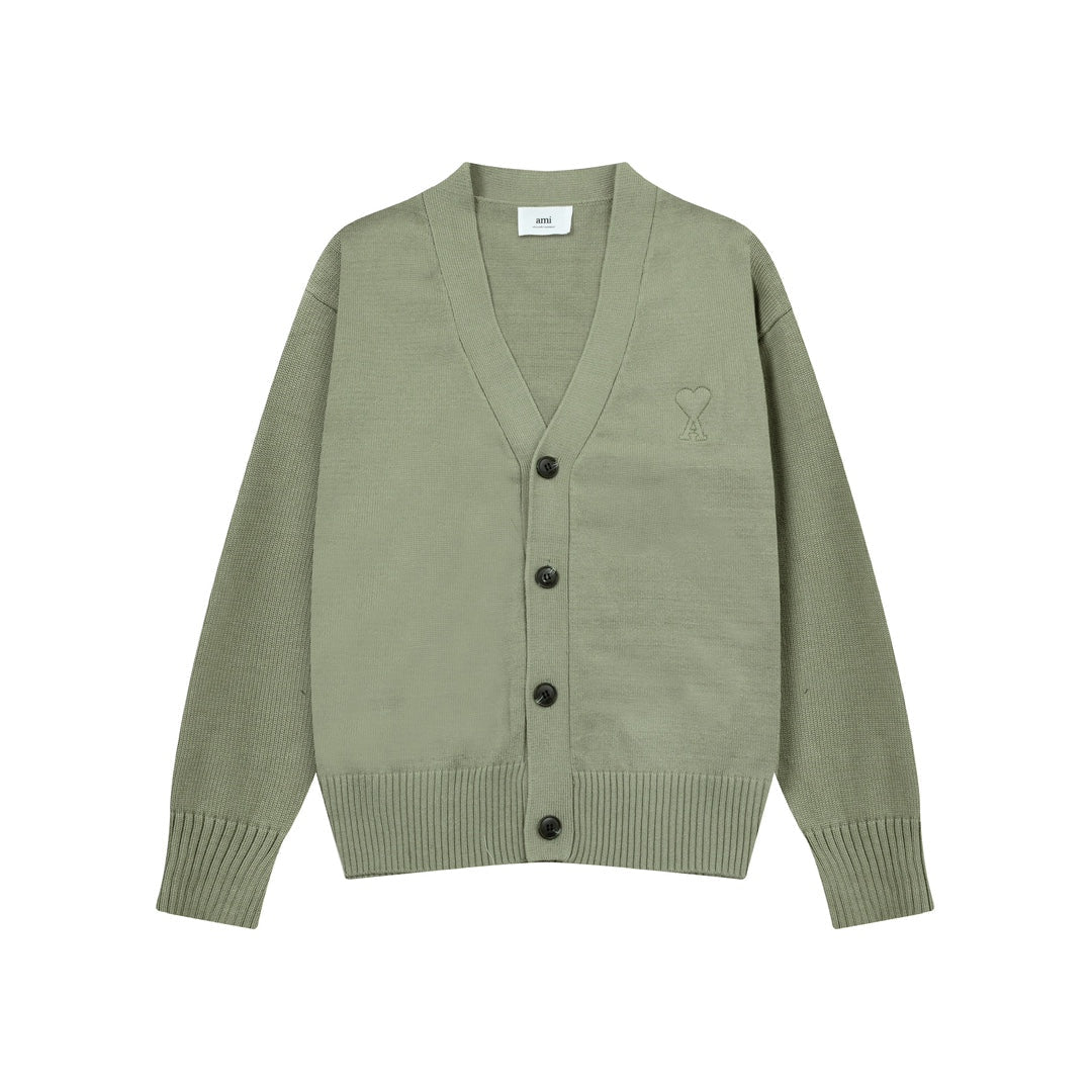 AMI PARISCotton & Wool Cardigan - Premium Blend Knitwear