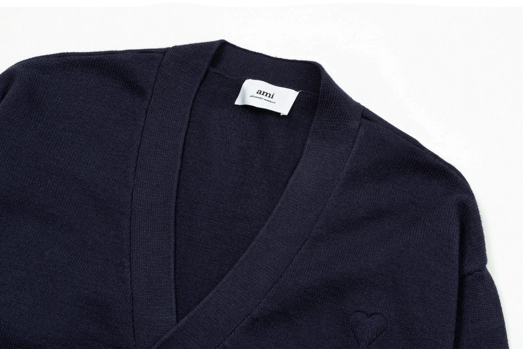 AMI PARISCotton & Wool Cardigan - Premium Blend Knitwear