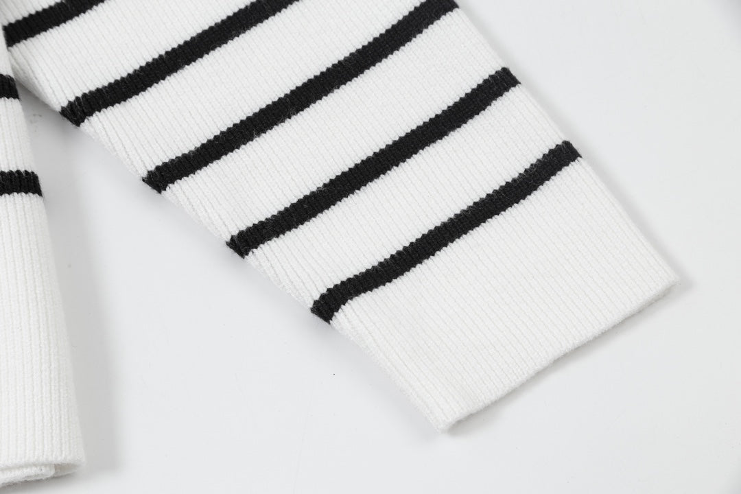 AMI PARISCotton & Wool Striped Sweater - Premium Blend Knitwear