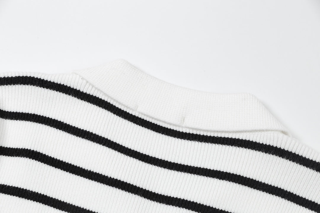 AMIPARIS Cotton & Wool Striped Sweater - Premium Blend Knitwear
