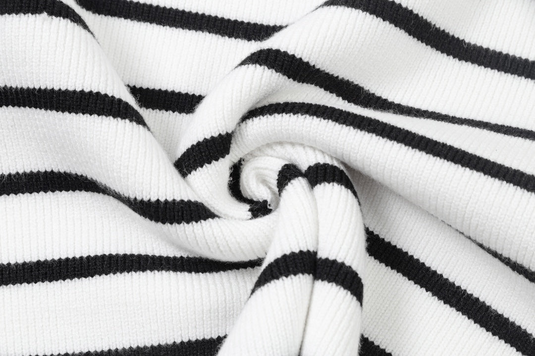 AMIPARIS Cotton & Wool Striped Sweater - Premium Blend Knitwear