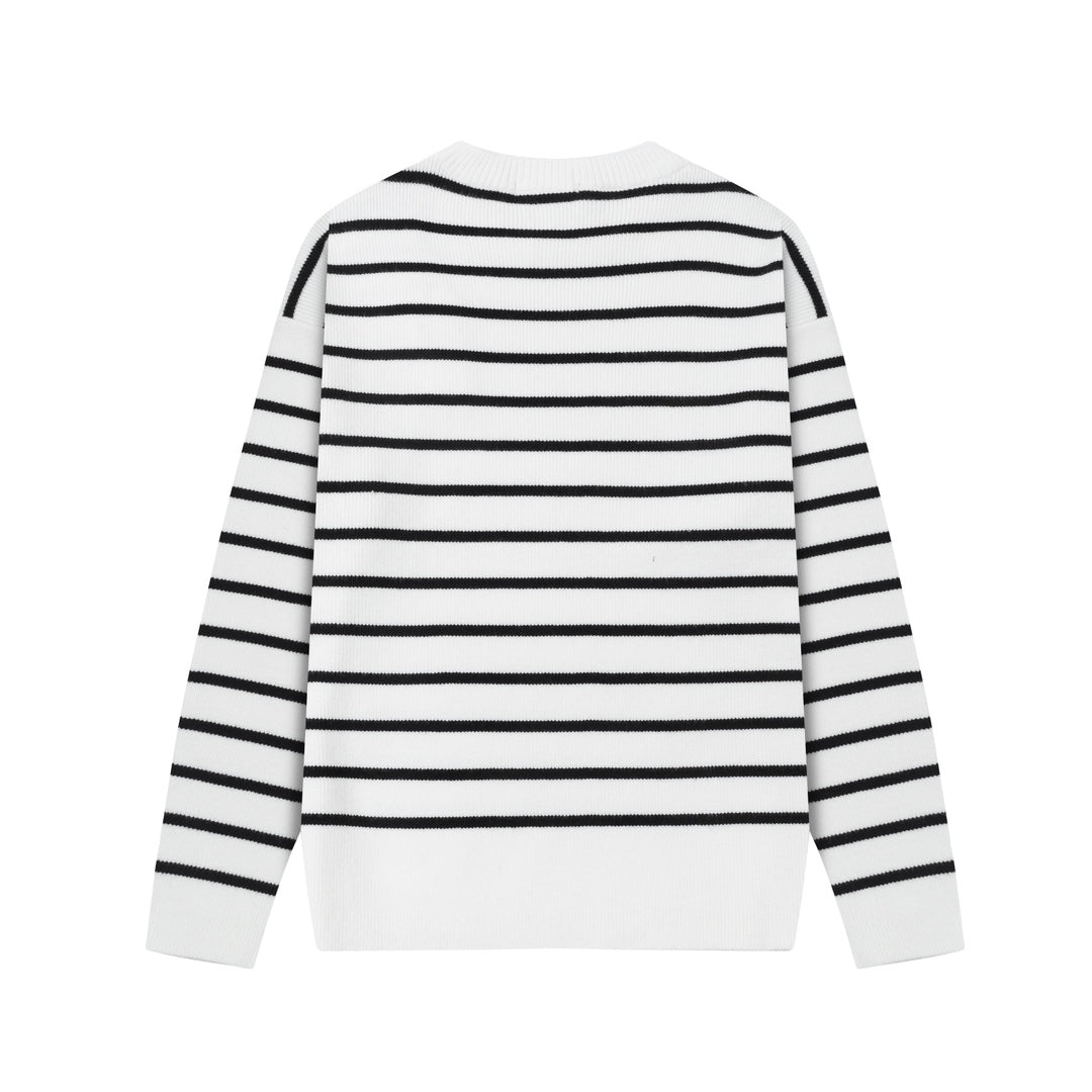 AMIPARIS Cotton & Wool Striped Sweater - Premium Blend Knitwear