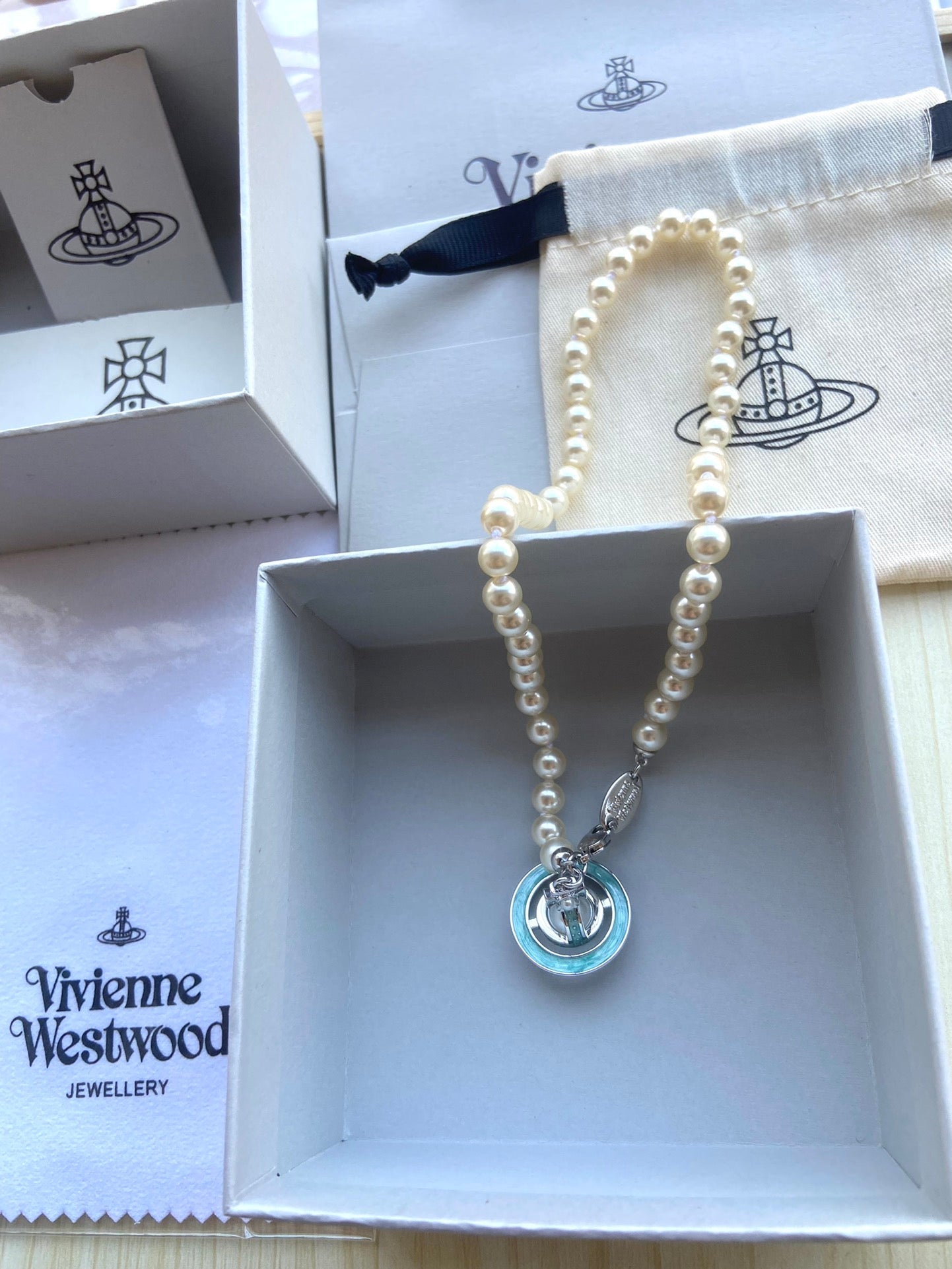 Vivienne Westwood Crystal Ball & Pearl Necklace