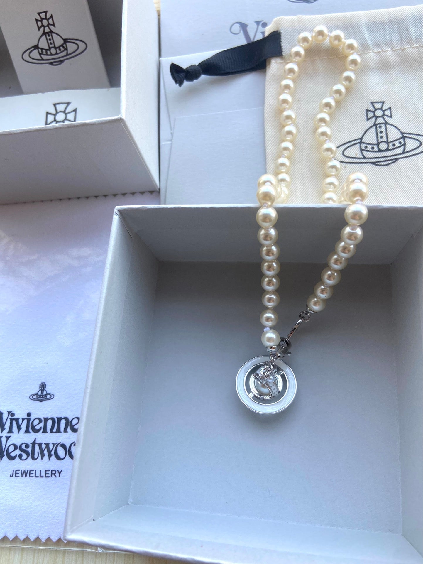 Vivienne Westwood Crystal Ball & Pearl Necklace