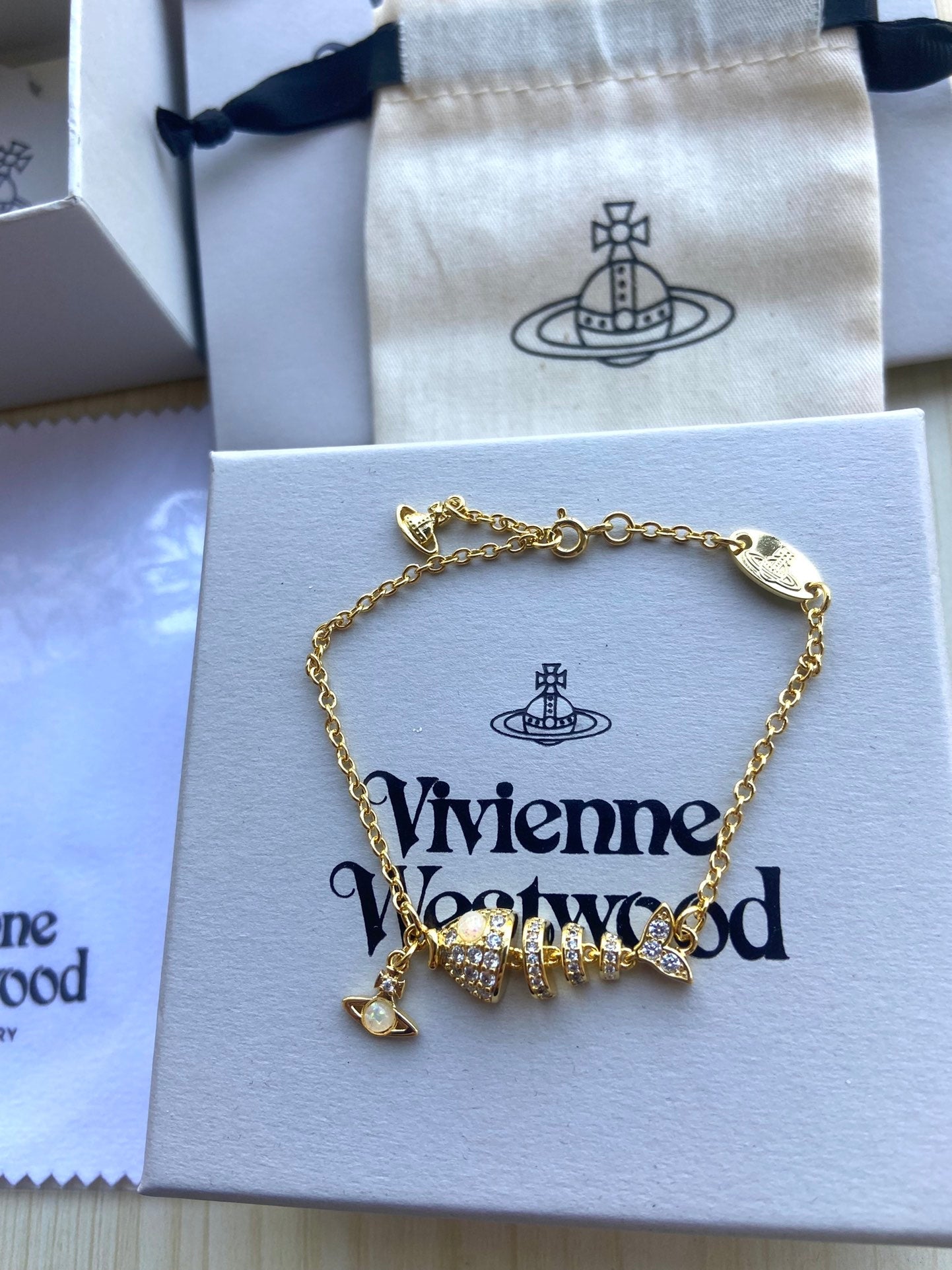 Vivienne Westwood Fishbone Rhinestone Bracelet