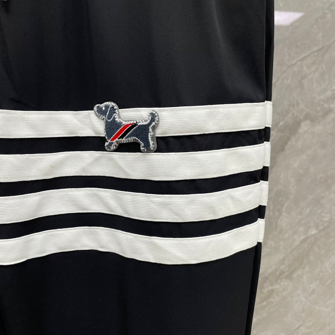 Thom BrowneMen's Casual Sports Pants - 100% Cotton with 4-Bar Stripe Detail