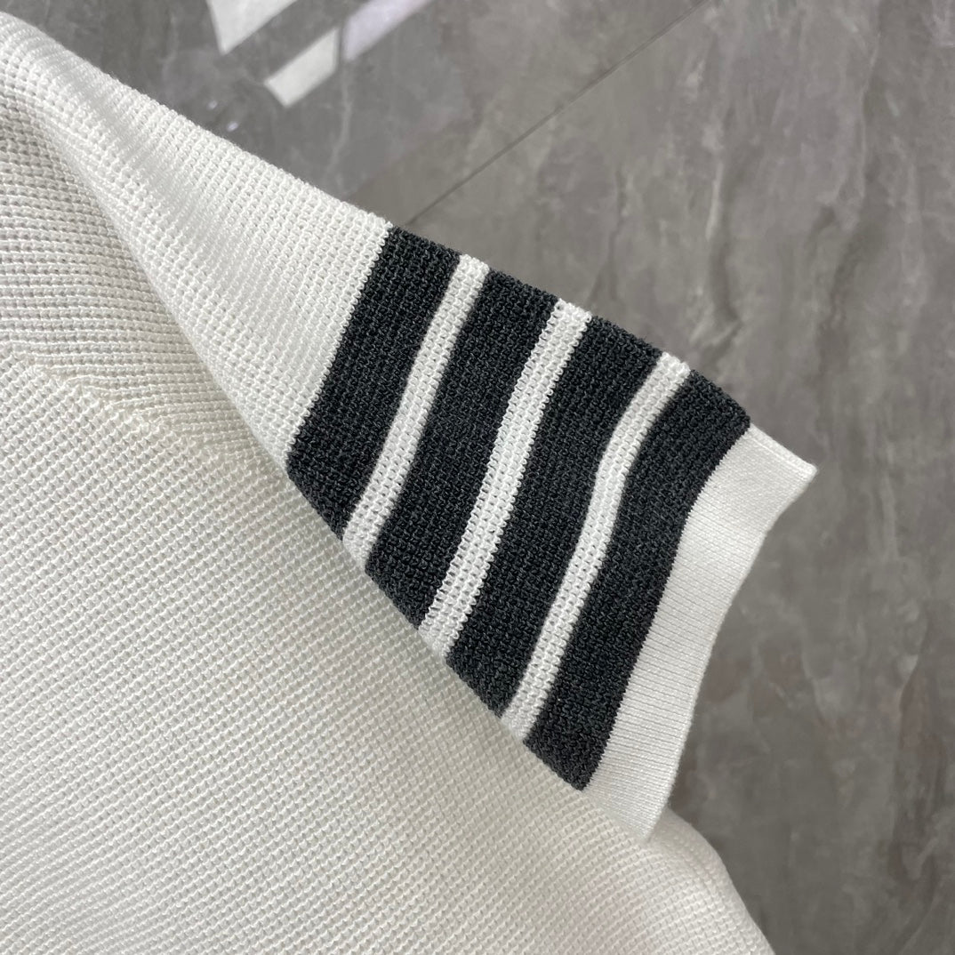 Thom BrowneMen's Waffle Knit Polo Shirt | 4-Bar Detail | Textured Heritage