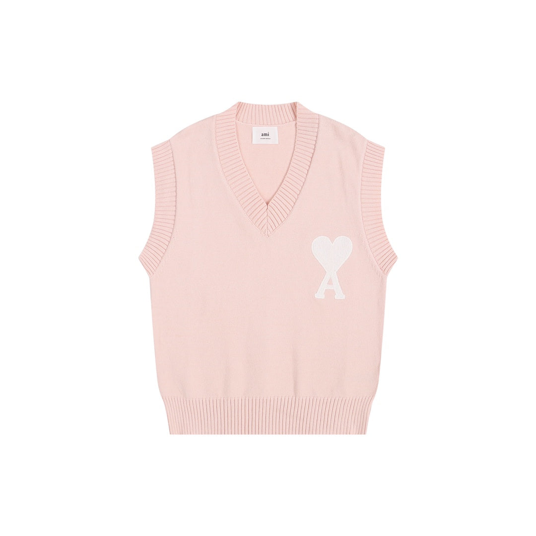 AMI PARIS Sweater Vest - Premium Cotton & Wool Blend