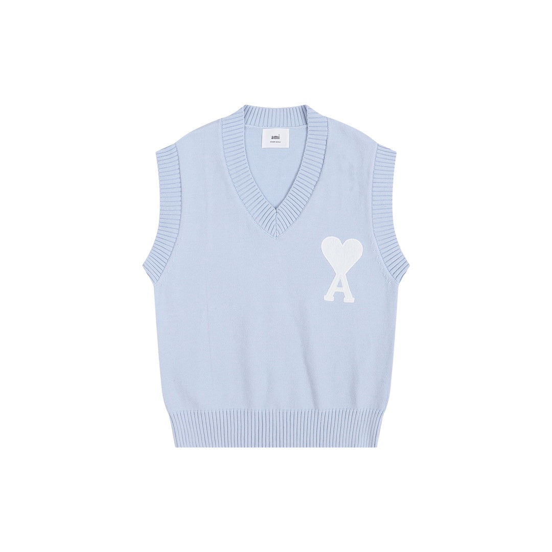 AMI PARIS Sweater Vest - Premium Cotton & Wool Blend