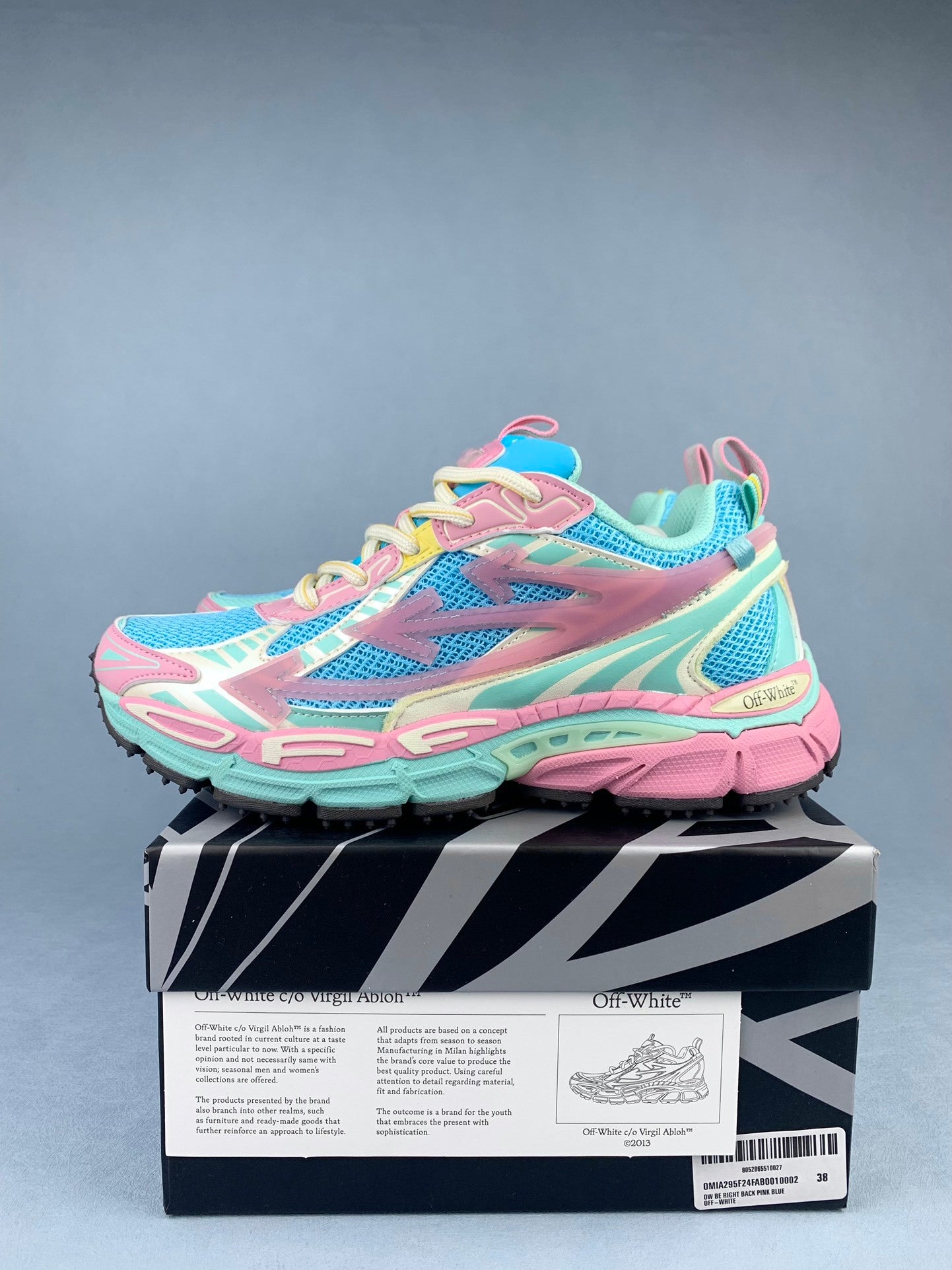 Off-White Pink and Blue Sneakers