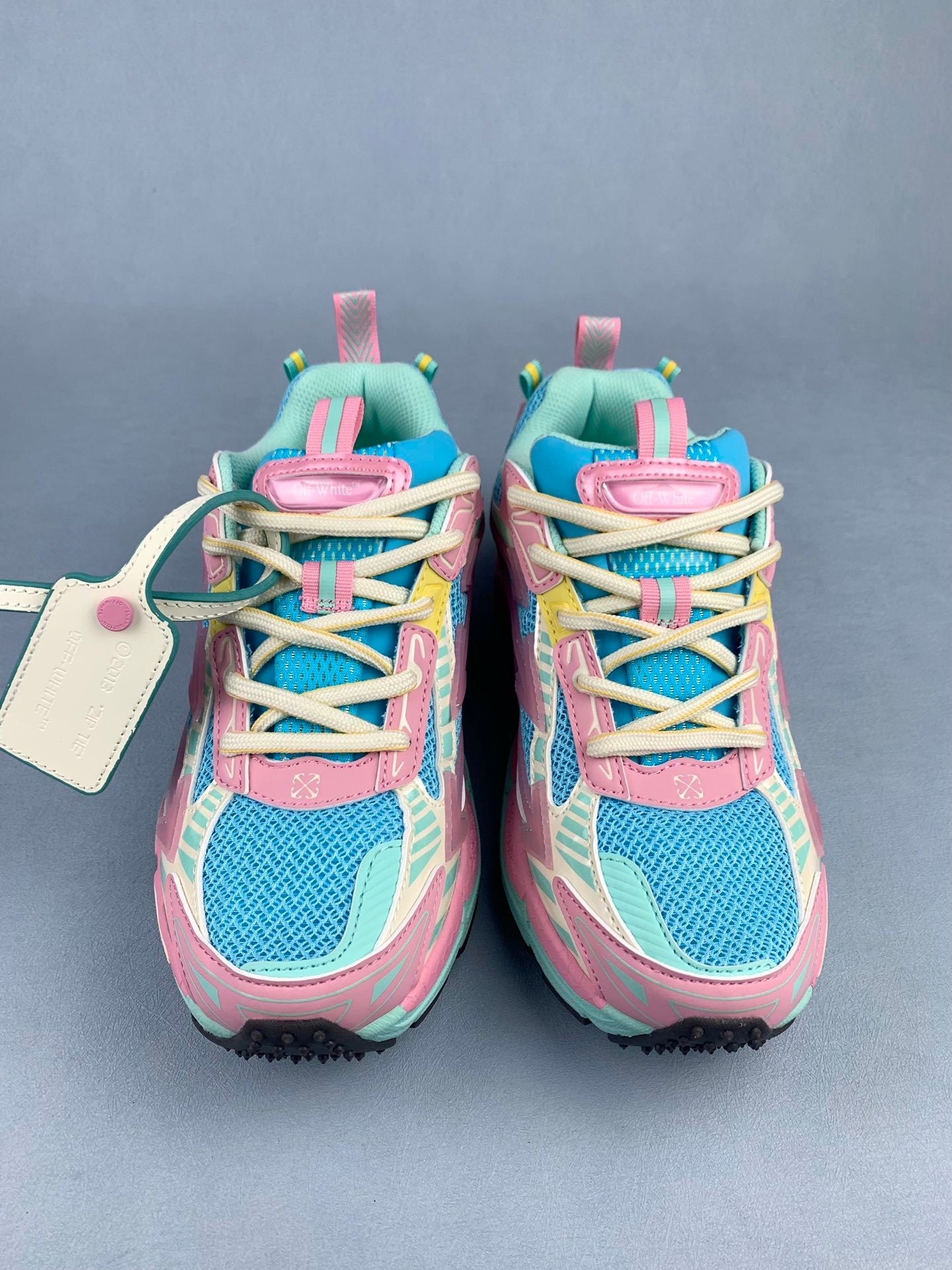 Off-White Pink and Blue Sneakers