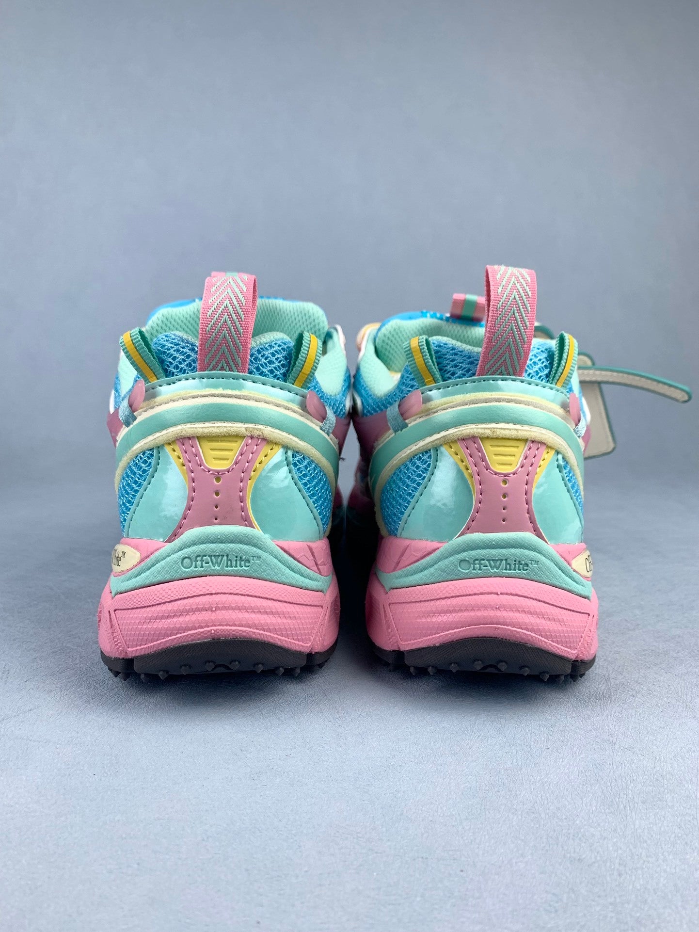 Off-White Pink and Blue Sneakers