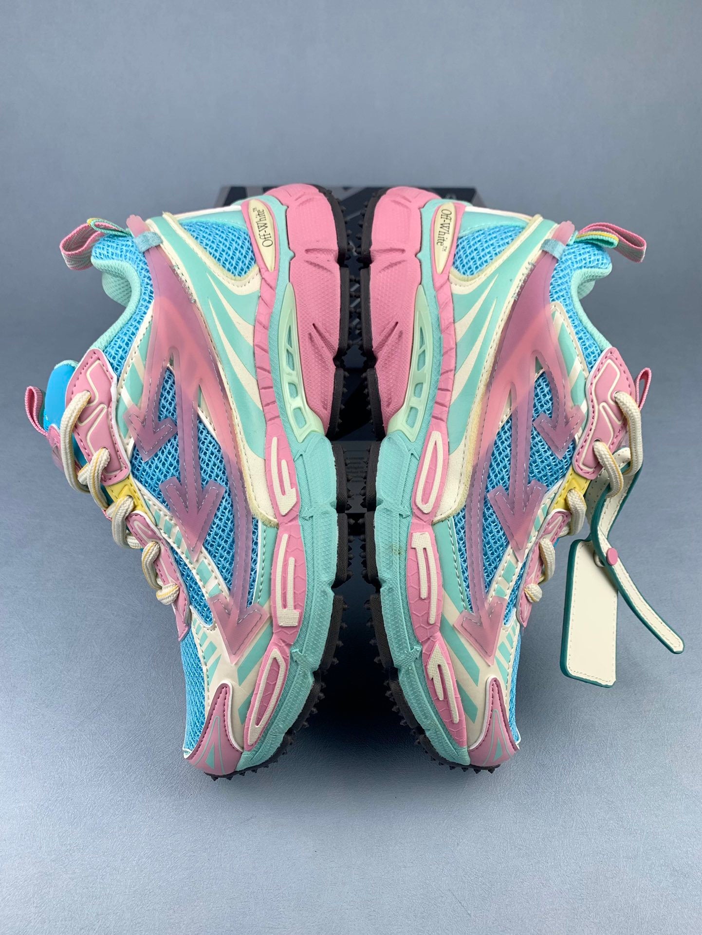 Off-White Pink and Blue Sneakers