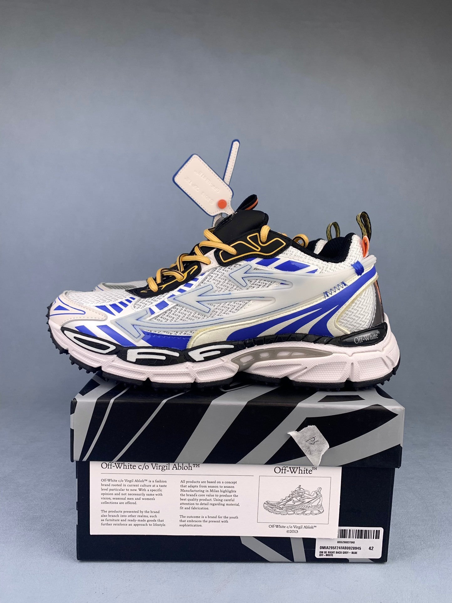 Off-White White and Blue Sneakers