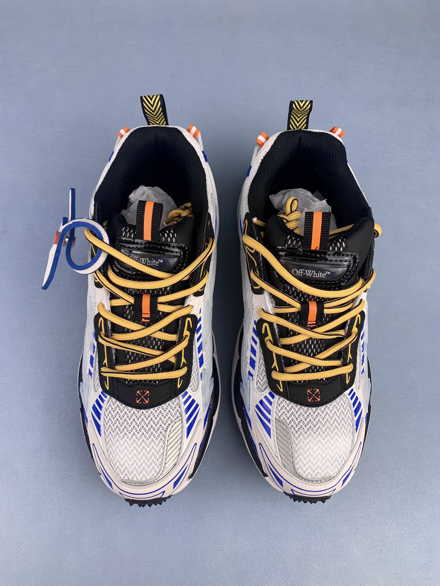 Off-White White and Blue Sneakers