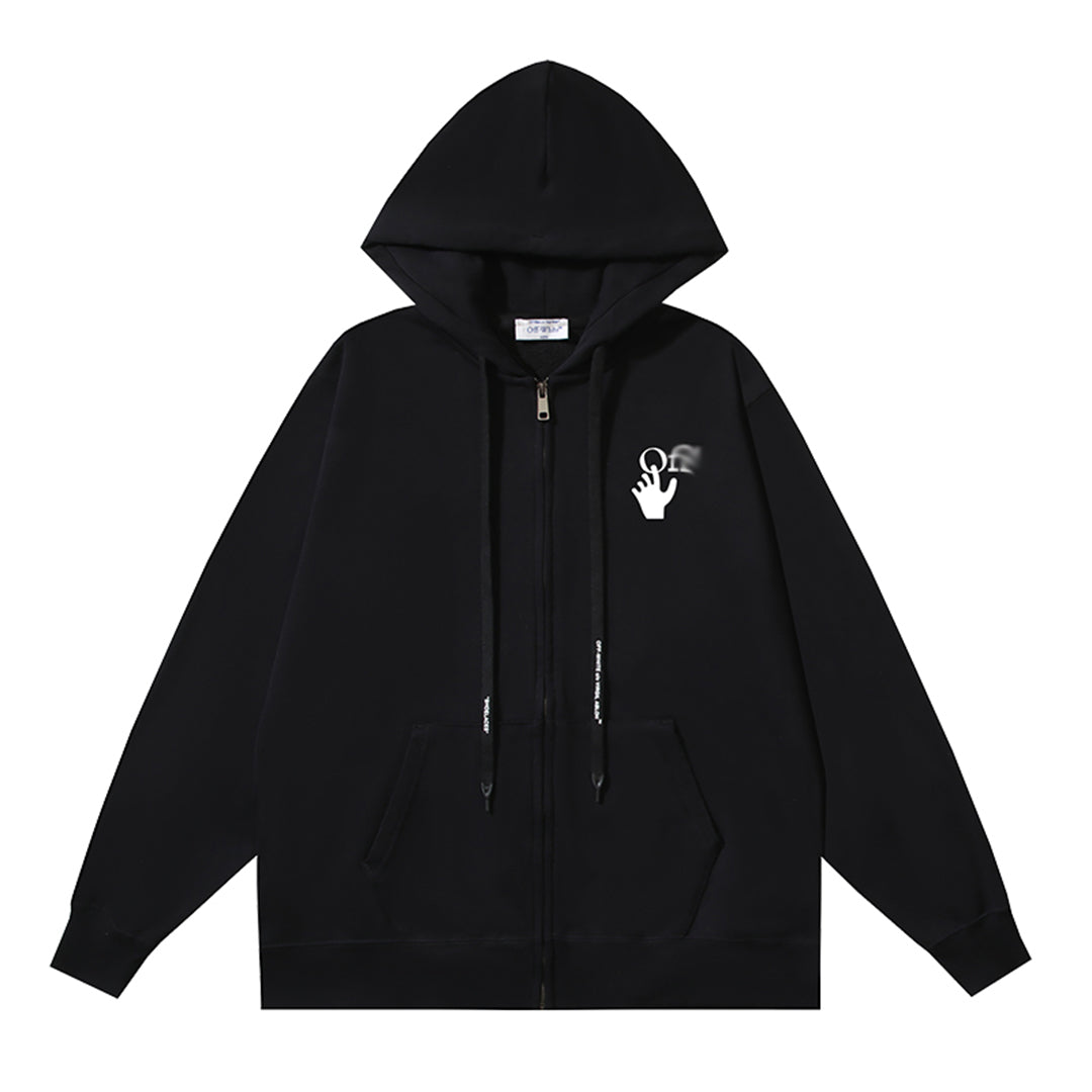 OFF-WHITELogo Print Hoodie Jacket - Premium Cotton Streetwear Hybrid