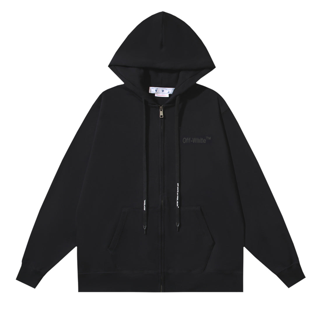 OFF-WHITELogo Print Hoodie Jacket - Premium Cotton Streetwear Hybrid